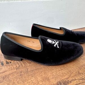 Del Toro Velvet Slipper II Skull & Bone Smoking Loafer Men's Size 8.5
